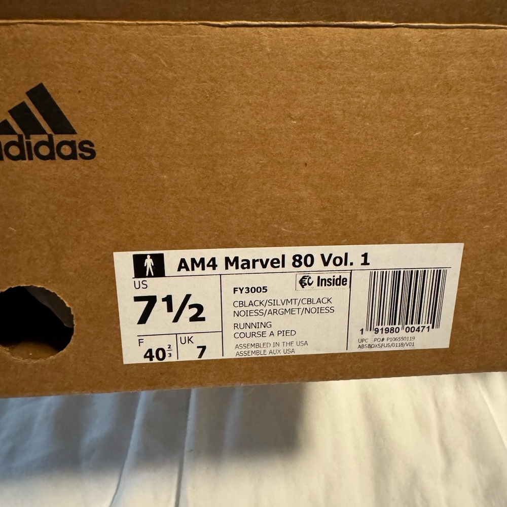 NIB Men’s AM4 Adidas Marvel sneakers, size 7.5